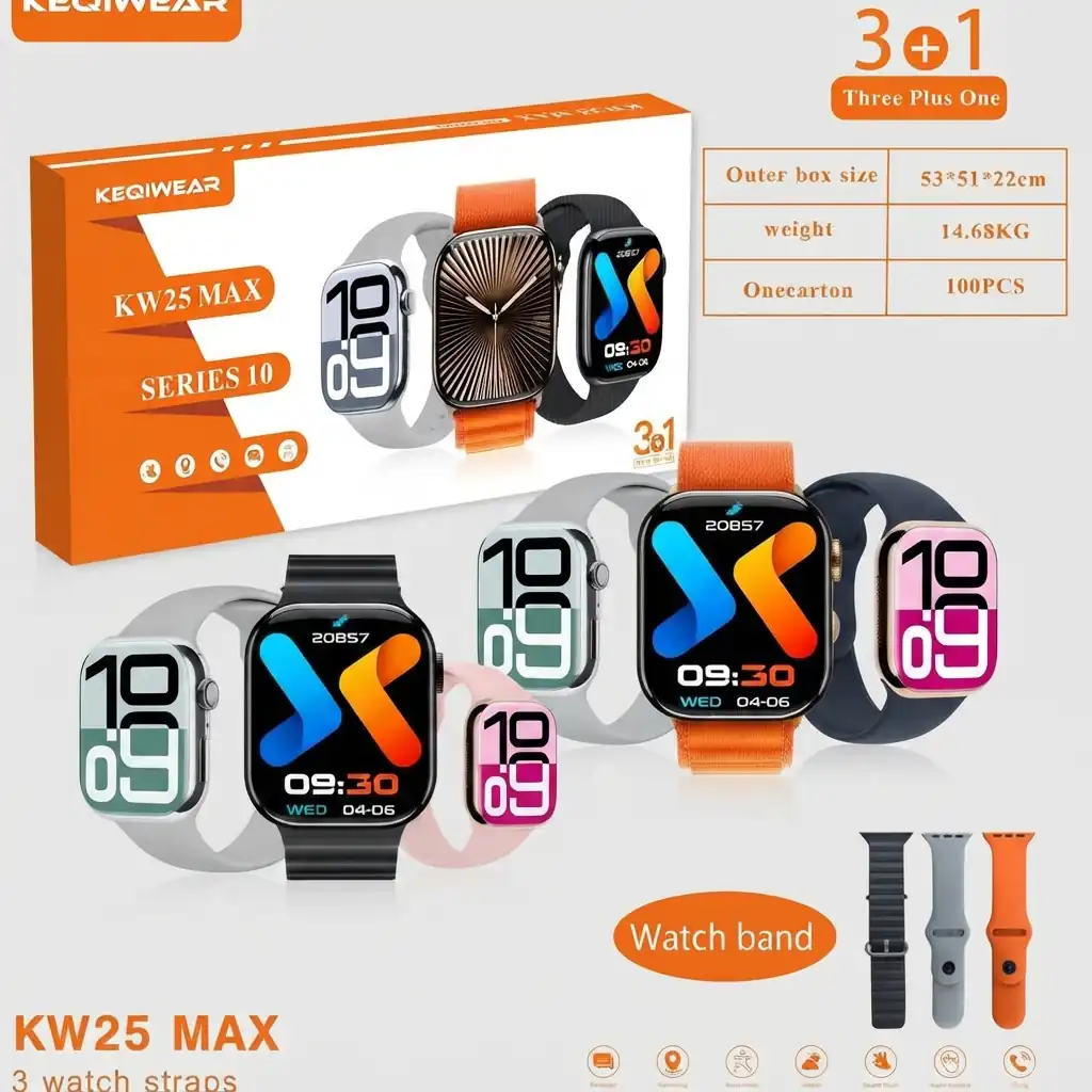 ساعت هوشمند KEQIWEAR مدل KW25 Max ظرفیت ۴۵ میلی‌متر با بند سیلیکونی