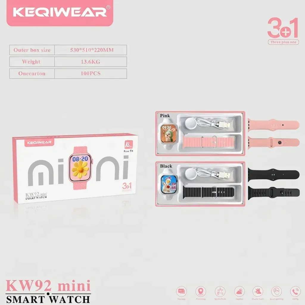 ساعت هوشمند بچگانه KW92 MINI سایز 38 میلی‌متر همراه سه بند