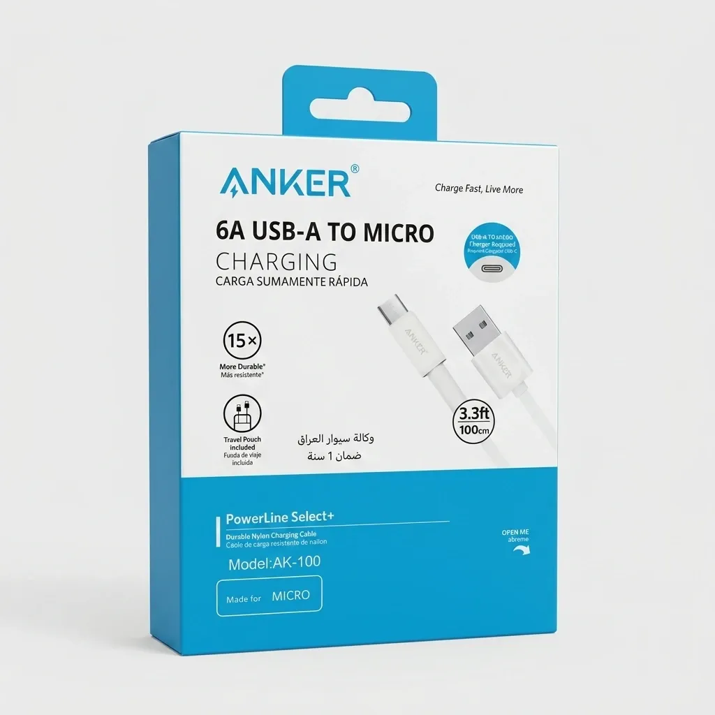 کابل میکرو USB انکر ANKER مدل AK-100، 6A